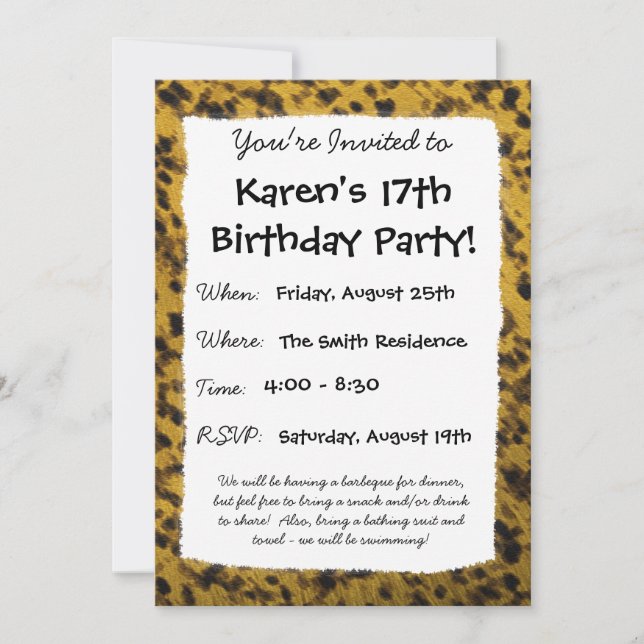 Leopard Print Invitation (Front)