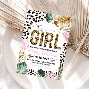 Leopard Print It's a Girl Baby Shower Invitation