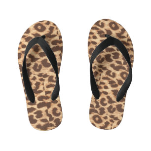 Leopard print kid's flip flops