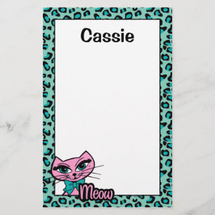 Leopard Print Kitty Stationery