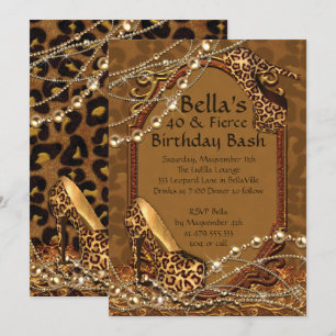 Leopard Print Ladies Birthday Invitations
