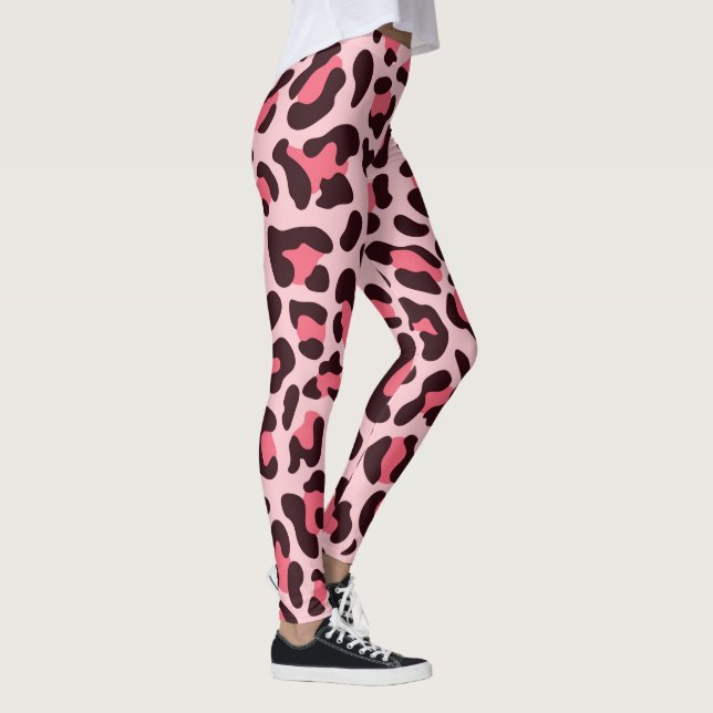 Leopard Print Leggings Hot Pink and Black (Right)