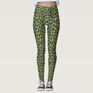 Leopard Print Leggings in Jungle Green
