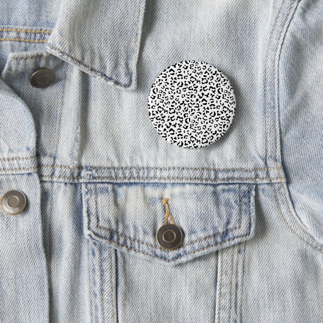 Leopard Print, Leopard Spots, Black And White 2 Inch Round Button (In Situ)