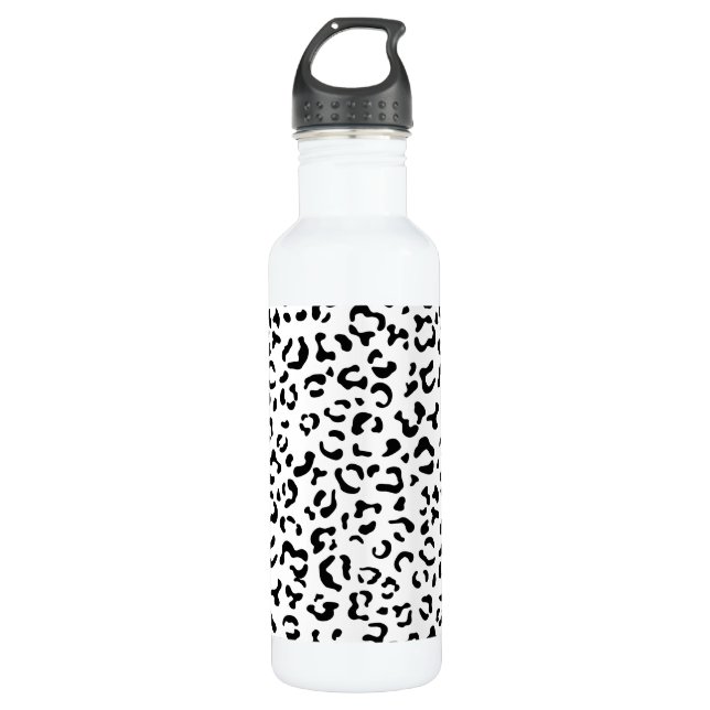 Leopard Print, Leopard Spots, Black And White 710 Ml Water Bottle (Front)