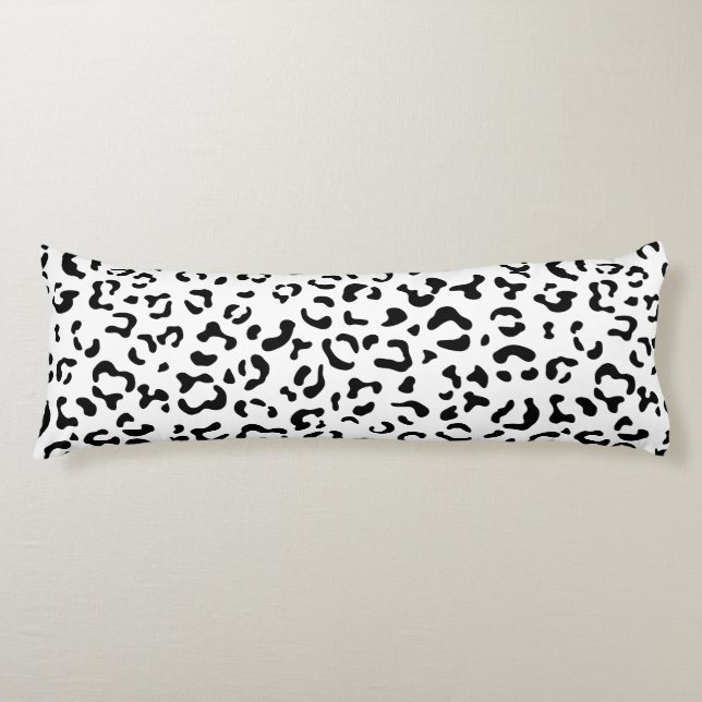 Leopard Print, Leopard Spots, Black And White Body Pillow (Front)