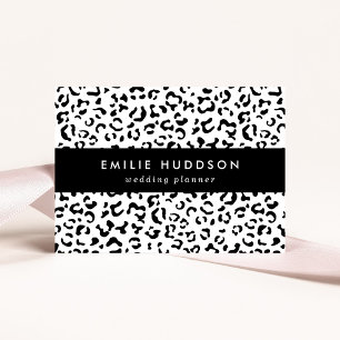 Leopard Print, Leopard Spots, Black And White Business Card