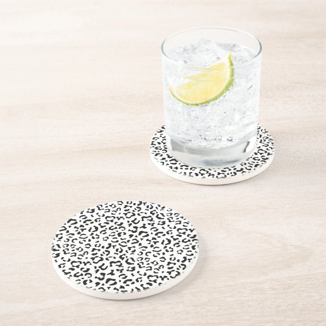 Leopard Print, Leopard Spots, Black And White Coaster (Side)