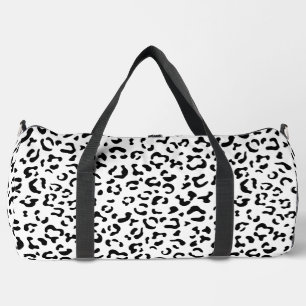 Leopard Print, Leopard Spots, Black And White Duffle Bag