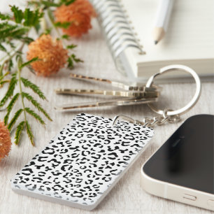 Leopard Print, Leopard Spots, Black And White Keychain