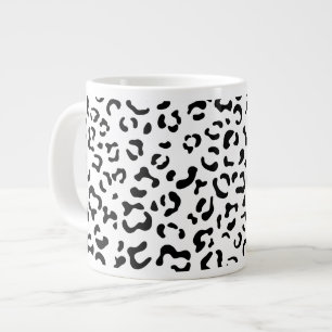 Leopard Print, Leopard Spots, Black And White Large Coffee Mug