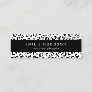 Leopard Print, Leopard Spots, Black And White Mini Business Card