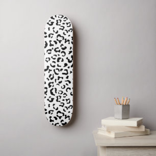 Leopard Print, Leopard Spots, Black And White Skateboard