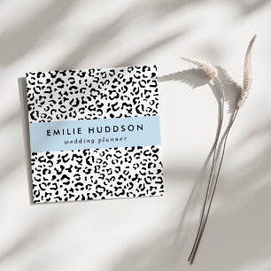 Leopard Print, Leopard Spots, Black And White Square Business Card