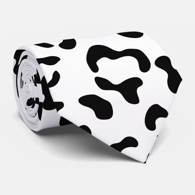 Leopard Print, Leopard Spots, Black And White Tie (Rolled)