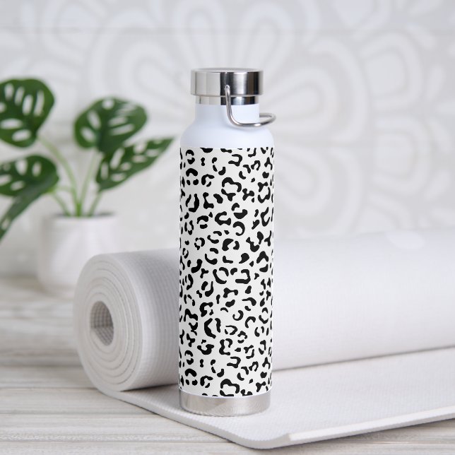 Leopard Print, Leopard Spots, Black And White Water Bottle (Yoga)