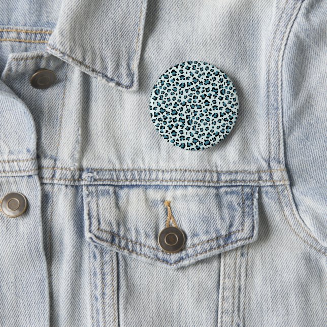 Leopard Print, Leopard Spots, Blue Leopard 2 Inch Round Button (In Situ)