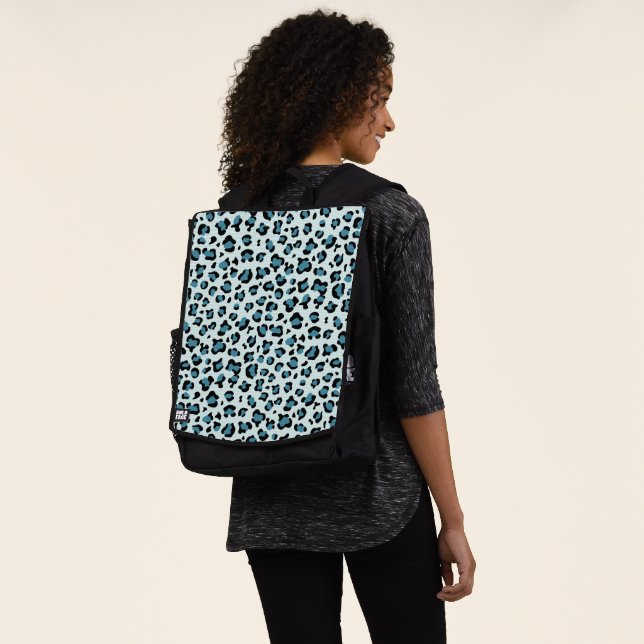 Leopard Print, Leopard Spots, Blue Leopard Backpack (Worn)