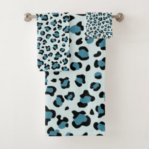 Leopard Print, Leopard Spots, Blue Leopard Bath Towel Set