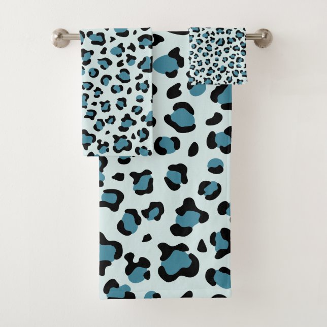 Leopard Print, Leopard Spots, Blue Leopard Bath Towel Set (Insitu)