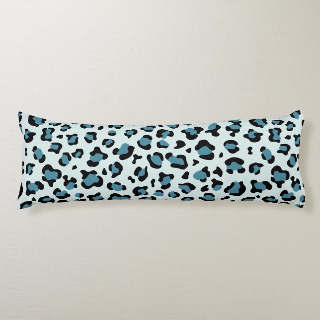 Leopard Print, Leopard Spots, Blue Leopard Body Pillow (Front)