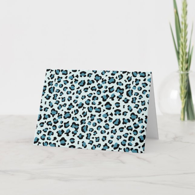 Leopard Print, Leopard Spots, Blue Leopard Card (Front)