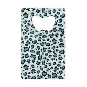 Leopard Print, Leopard Spots, Blue Leopard Credit Card Bottle Opener