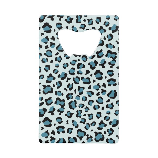 Leopard Print, Leopard Spots, Blue Leopard Credit Card Bottle Opener (Front)