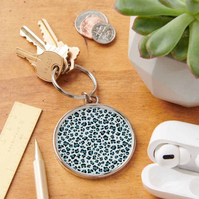 Leopard Print, Leopard Spots, Blue Leopard Keychain (Desk)