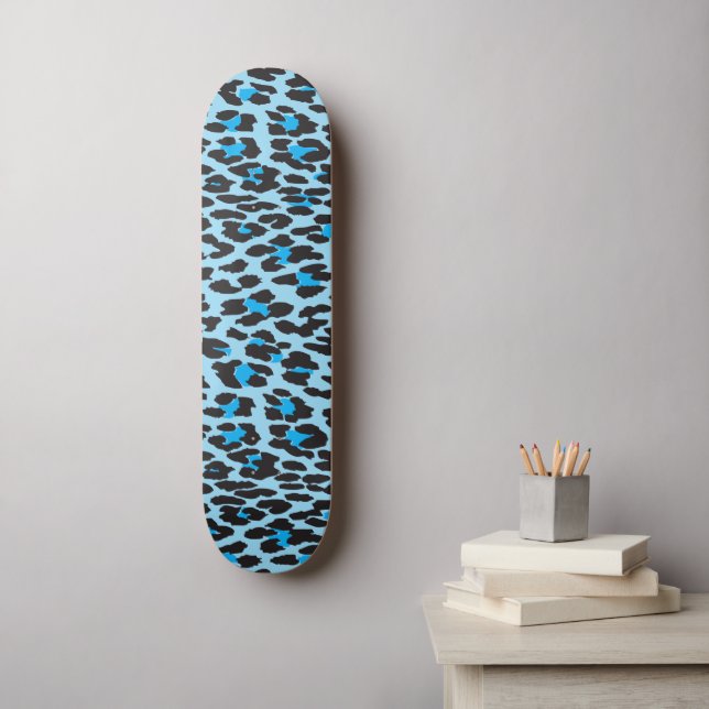 Leopard Print, Leopard Spots, Blue Leopard Skateboard (Wall Art)