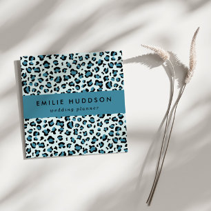 Leopard Print, Leopard Spots, Blue Leopard Square Business Card