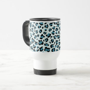 Leopard Print, Leopard Spots, Blue Leopard Travel Mug