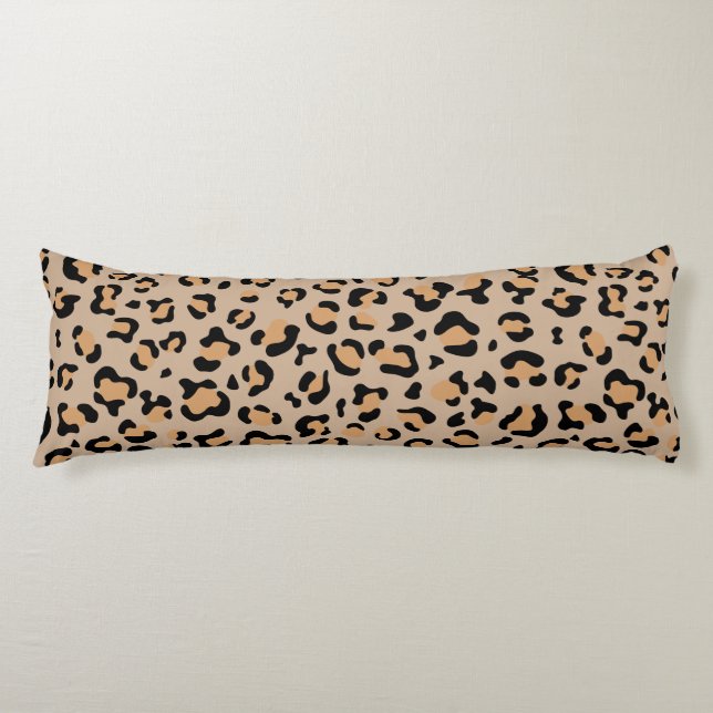 Leopard Print, Leopard Spots, Brown Leopard Body Pillow (Front)