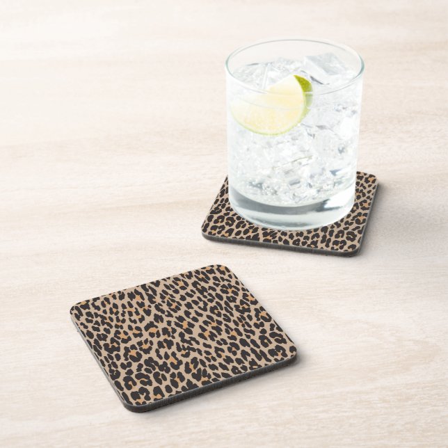 Leopard Print, Leopard Spots, Brown Leopard Coaster (Right Side)