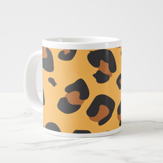 Leopard Print, Leopard Spots, Brown Leopard Large Coffee Mug (Front Left)