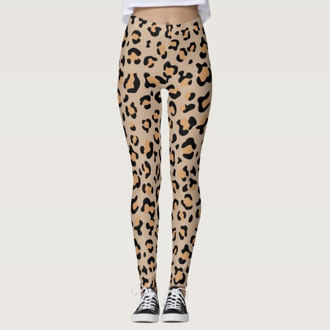 Leopard Print, Leopard Spots, Brown Leopard Leggings (Front)