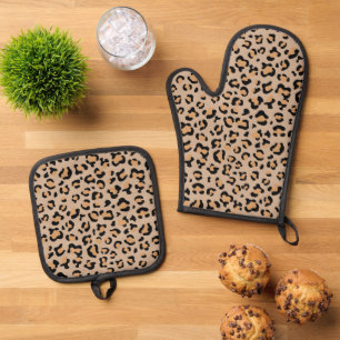 Leopard Print, Leopard Spots, Brown Leopard Oven Mitt & Pot Holder Set