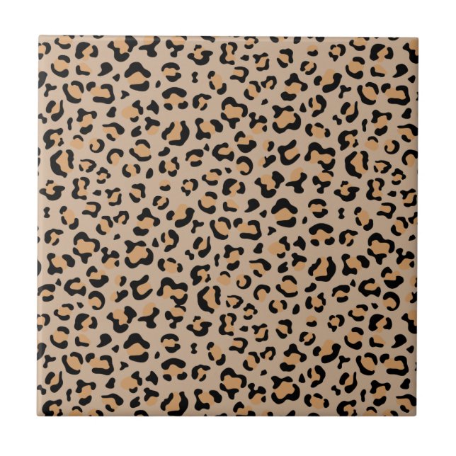 Leopard Print, Leopard Spots, Brown Leopard Tile (Front)