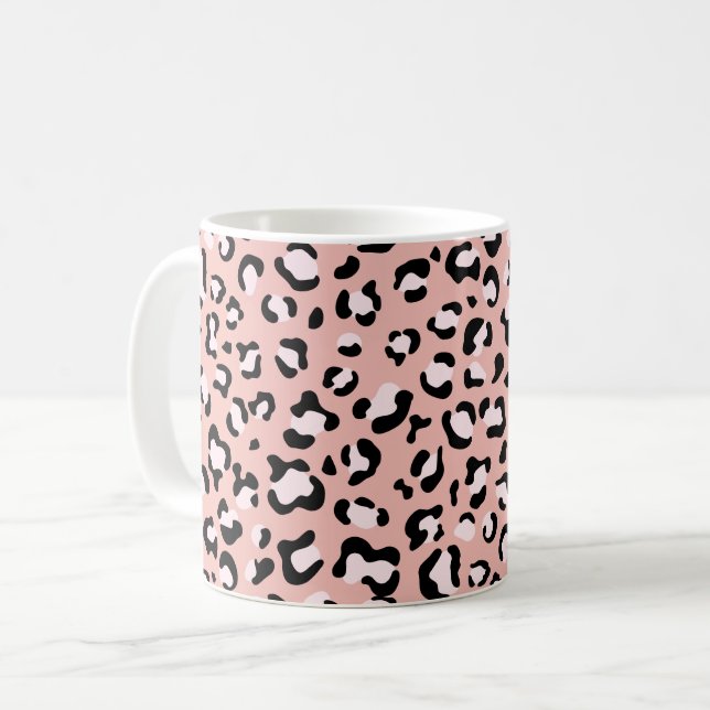 Leopard Print, Leopard Spots, Pink Leopard Coffee Mug (Front Left)