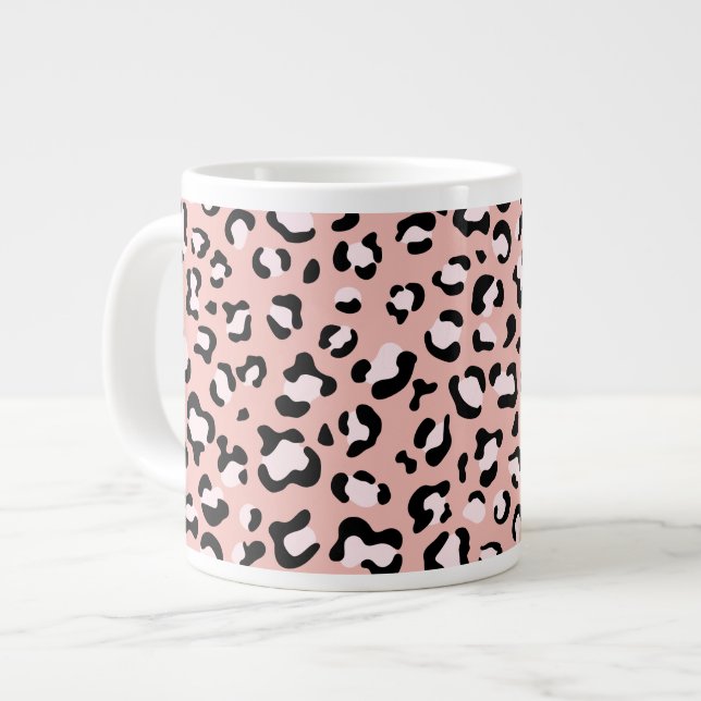 Leopard Print, Leopard Spots, Pink Leopard Large Coffee Mug (Front Left)