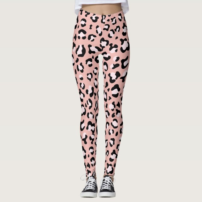 Leopard Print, Leopard Spots, Pink Leopard Leggings (Front)