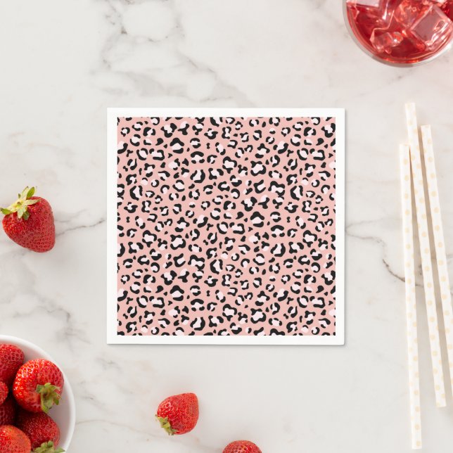 Leopard Print, Leopard Spots, Pink Leopard Napkin (Insitu)