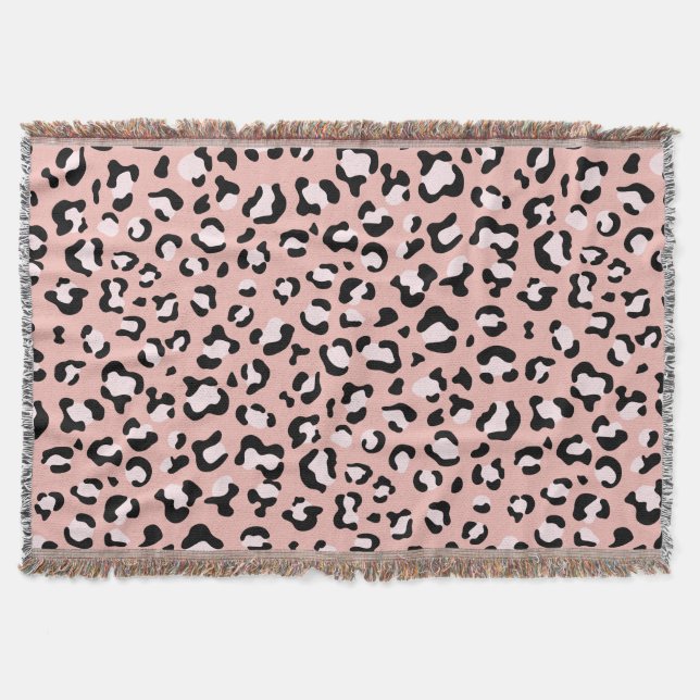 Leopard Print, Leopard Spots, Pink Leopard Throw Blanket (Front)