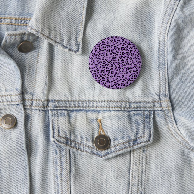 Leopard Print, Leopard Spots, Purple Leopard 2 Inch Round Button (In Situ)