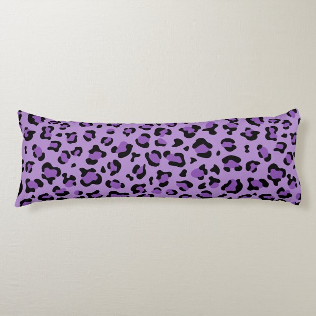 Leopard Print, Leopard Spots, Purple Leopard Body Pillow (Front)