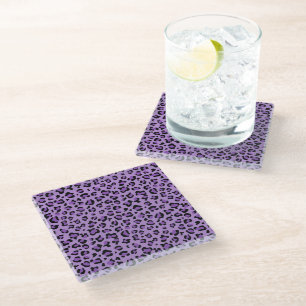 Leopard Print, Leopard Spots, Purple Leopard Glass Coaster