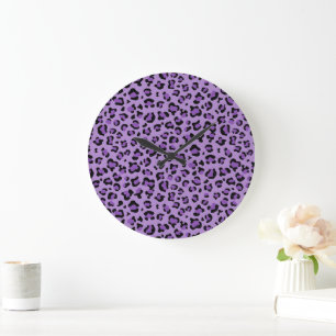 Leopard Print, Leopard Spots, Purple Leopard Large Clock
