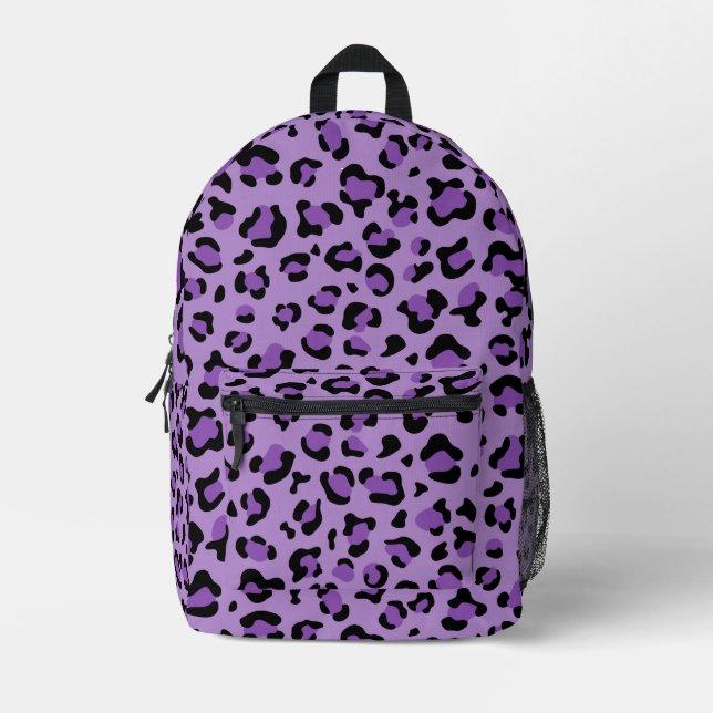 Leopard Print, Leopard Spots, Purple Leopard Printed Backpack (Front)