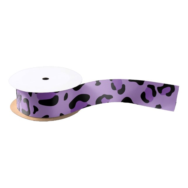 Leopard Print, Leopard Spots, Purple Leopard Satin Ribbon (Spool)