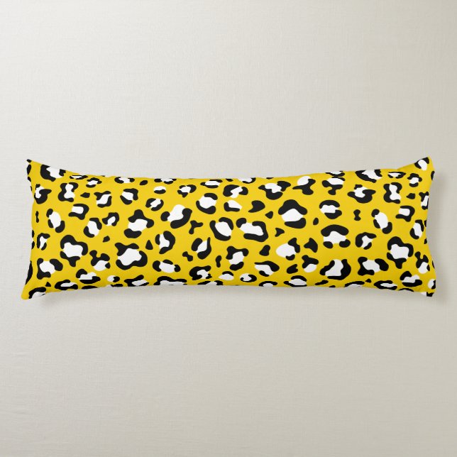 Leopard Print, Leopard Spots, Yellow Leopard Body Pillow (Front)